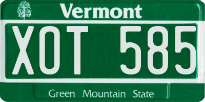 VT license plate XOT585