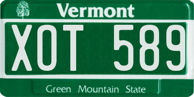 VT license plate XOT589