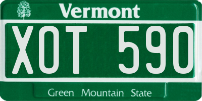 VT license plate XOT590