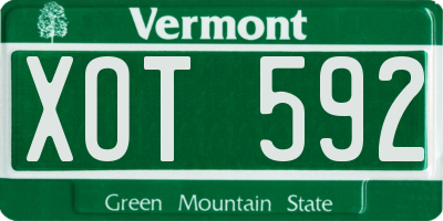 VT license plate XOT592