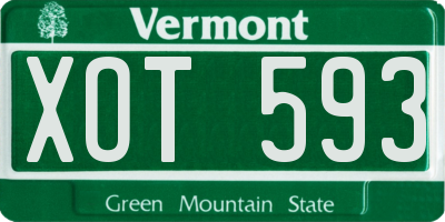 VT license plate XOT593