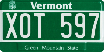 VT license plate XOT597