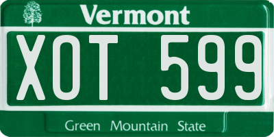 VT license plate XOT599