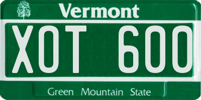 VT license plate XOT600