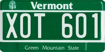 VT license plate XOT601