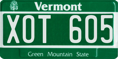 VT license plate XOT605
