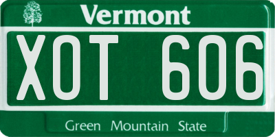 VT license plate XOT606