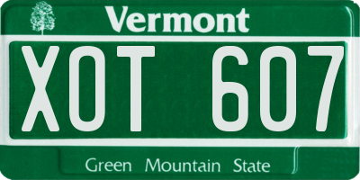 VT license plate XOT607