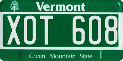 VT license plate XOT608