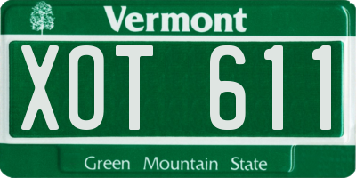 VT license plate XOT611