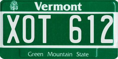 VT license plate XOT612