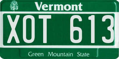 VT license plate XOT613