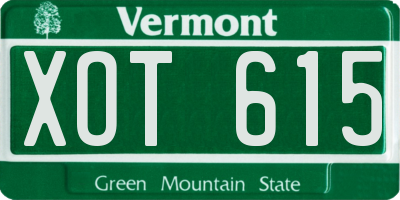 VT license plate XOT615