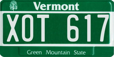 VT license plate XOT617