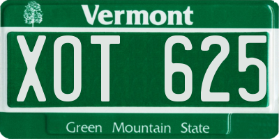 VT license plate XOT625