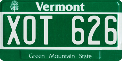 VT license plate XOT626