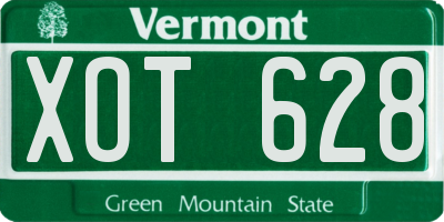 VT license plate XOT628