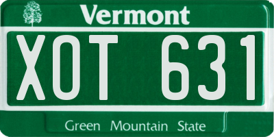 VT license plate XOT631