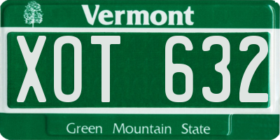 VT license plate XOT632