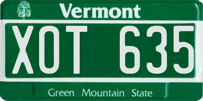 VT license plate XOT635