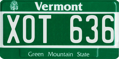 VT license plate XOT636
