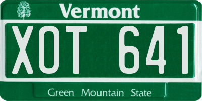 VT license plate XOT641