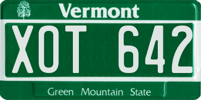 VT license plate XOT642