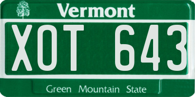 VT license plate XOT643