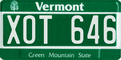 VT license plate XOT646