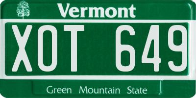 VT license plate XOT649