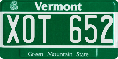 VT license plate XOT652