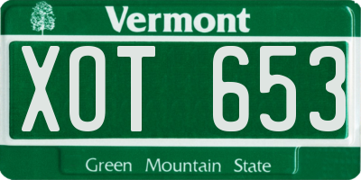VT license plate XOT653