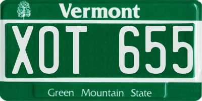 VT license plate XOT655