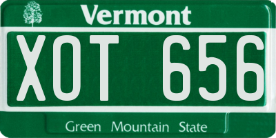VT license plate XOT656