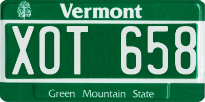 VT license plate XOT658