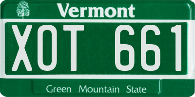 VT license plate XOT661
