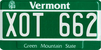 VT license plate XOT662