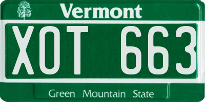 VT license plate XOT663