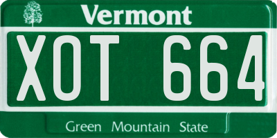VT license plate XOT664