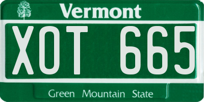 VT license plate XOT665