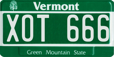 VT license plate XOT666