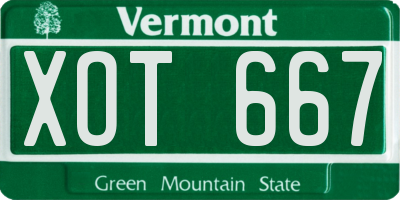 VT license plate XOT667