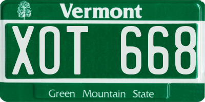 VT license plate XOT668