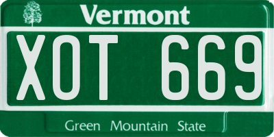 VT license plate XOT669