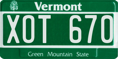 VT license plate XOT670