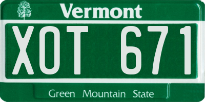 VT license plate XOT671