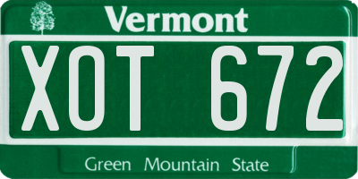 VT license plate XOT672