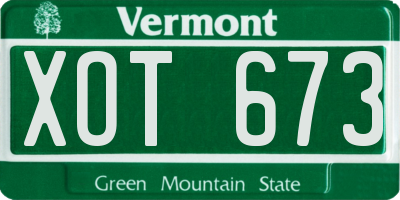 VT license plate XOT673