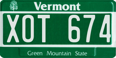 VT license plate XOT674