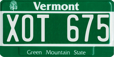 VT license plate XOT675